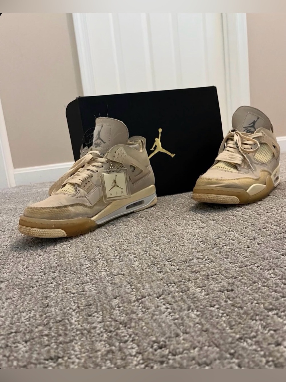 Off-White Air Jordan 4 Beige/Tan Collaboration Sneakers